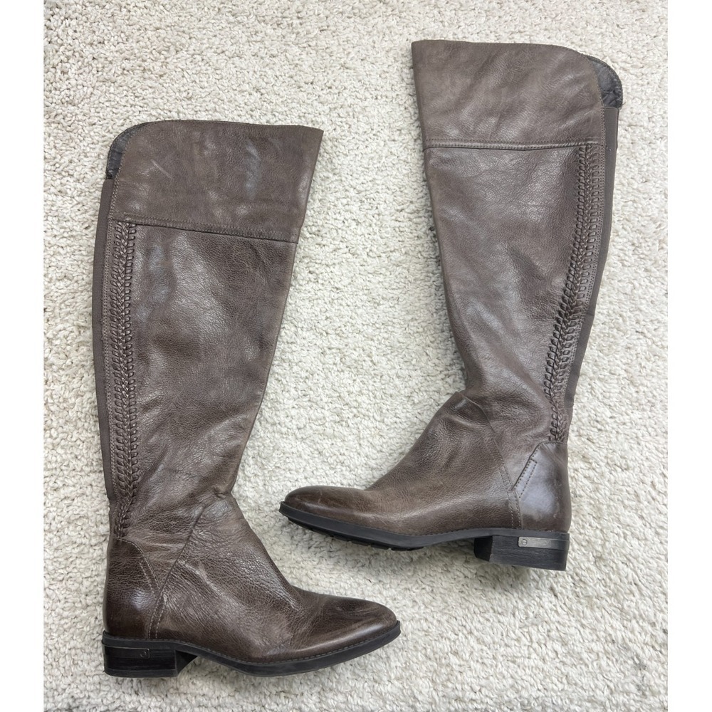 Vince Camuto Over-the-Knee Leather Boots Womens Size 7M Zip Distressed